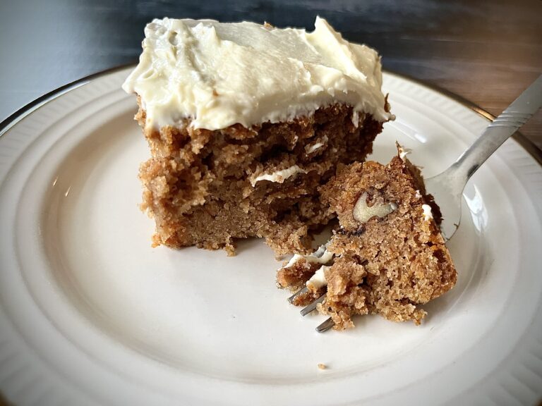 carrot cake bar served on a white plate.