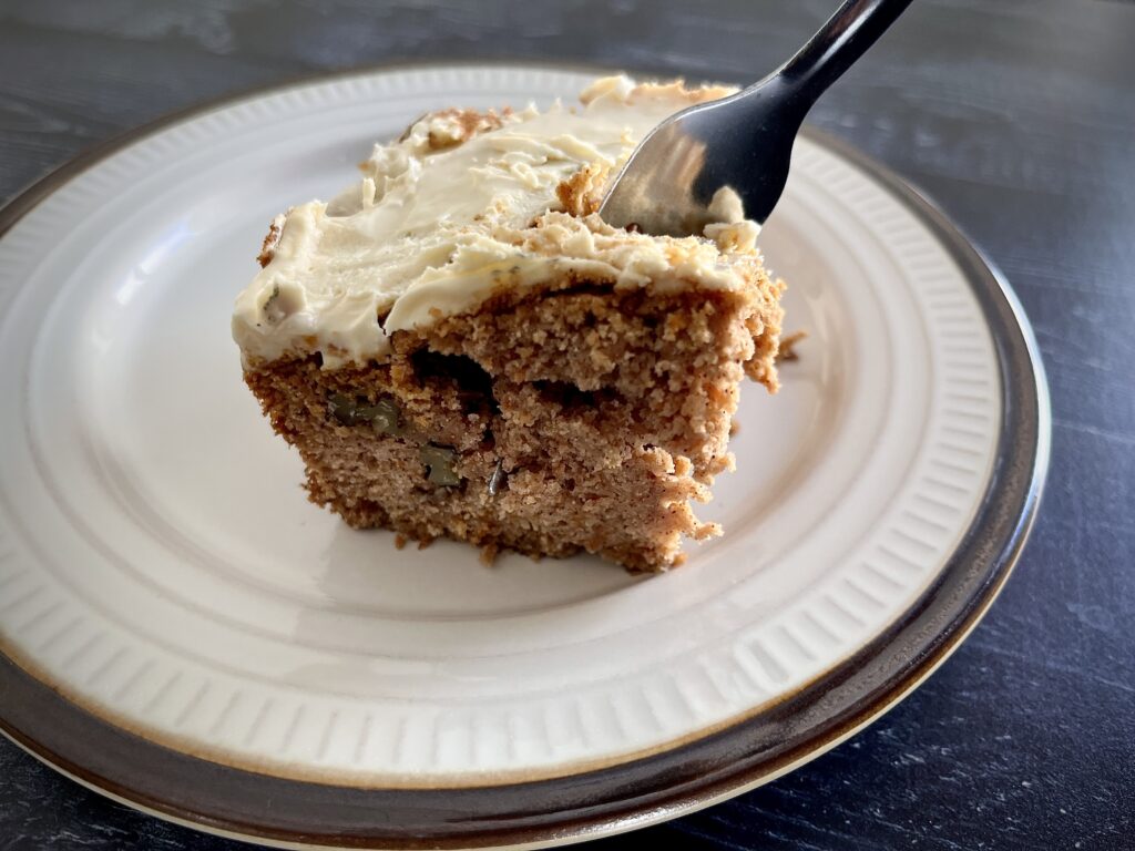 carrot cake bar served on a plate.