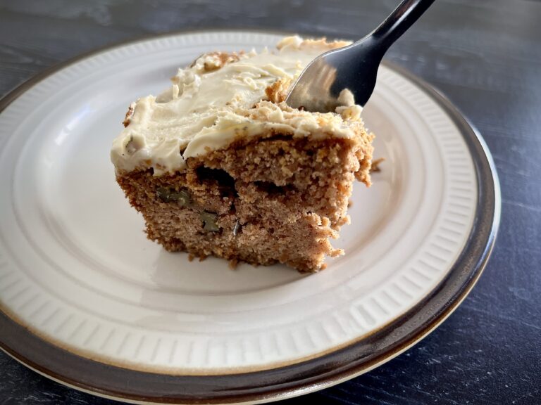 carrot cake bar served on a plate.