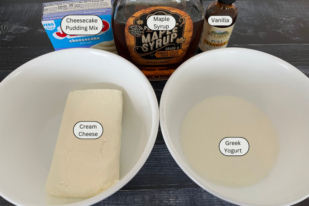 Ingredients for cream cheese frosting.