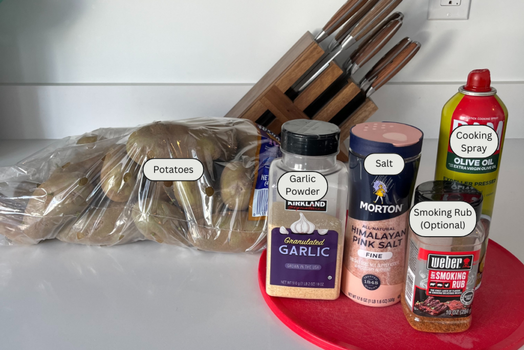 Ingredients for garlic roasted potatoes.