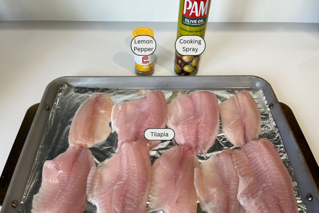 ingredients for lemon pepper tilapia.