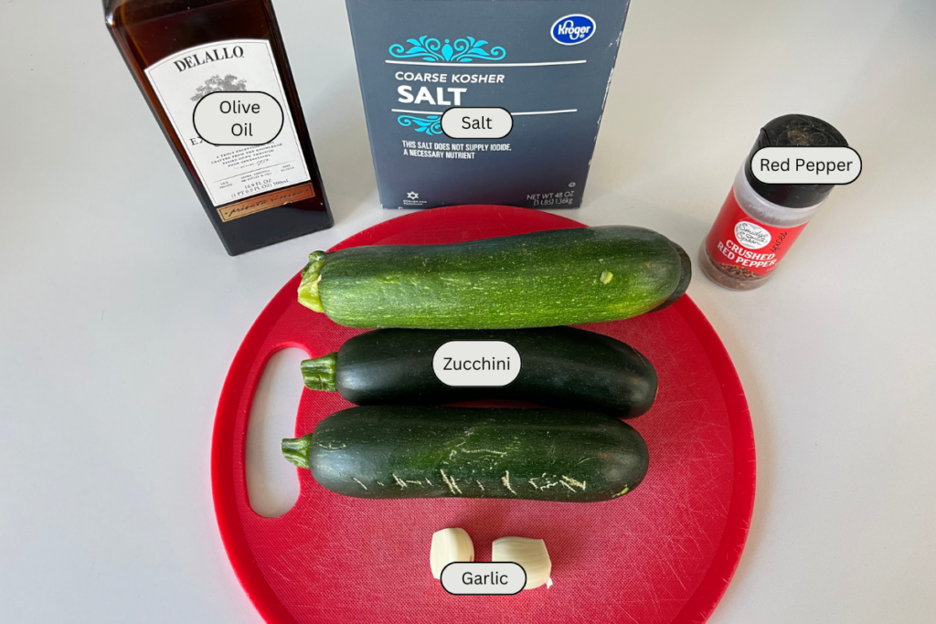 Ingredients for sautéed zucchini.