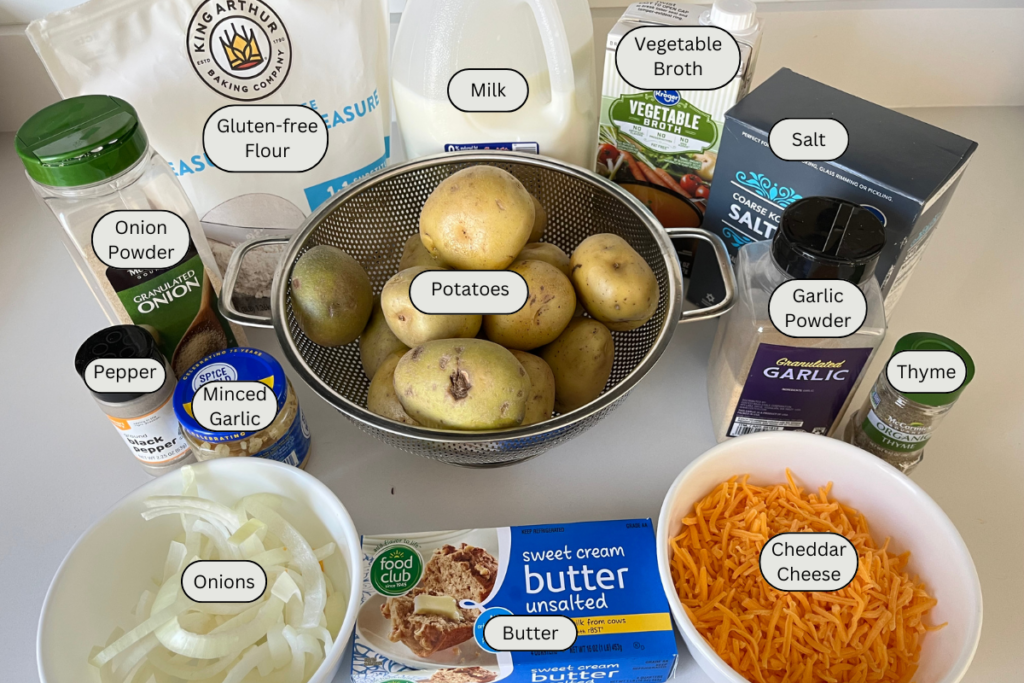 Ingredients for scalloped potatoes.