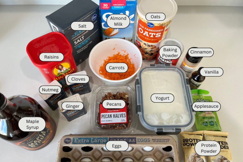 Ingredients for carrot cake baked oatmeal