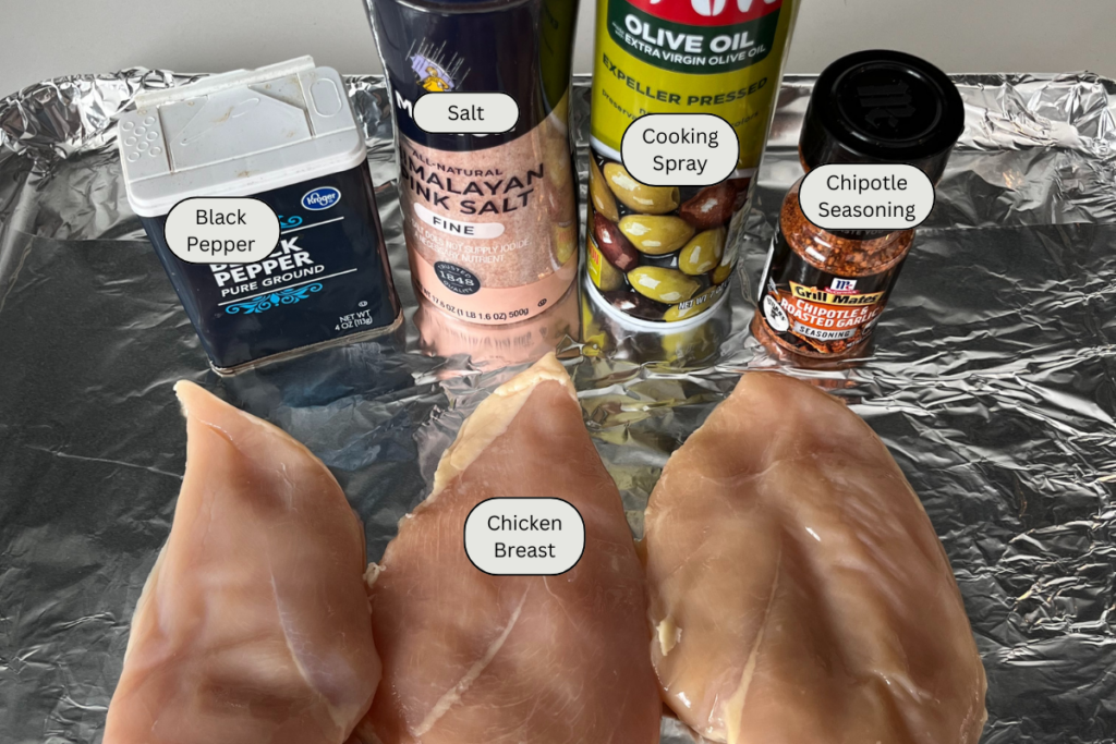 Ingredients for oven roasted chicken breast.