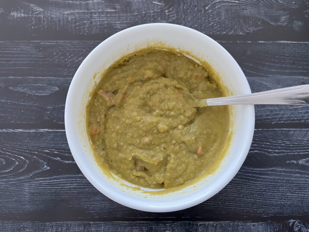 A bowl of pea soup.