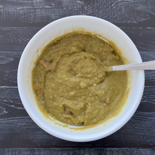 A bowl of pea soup.